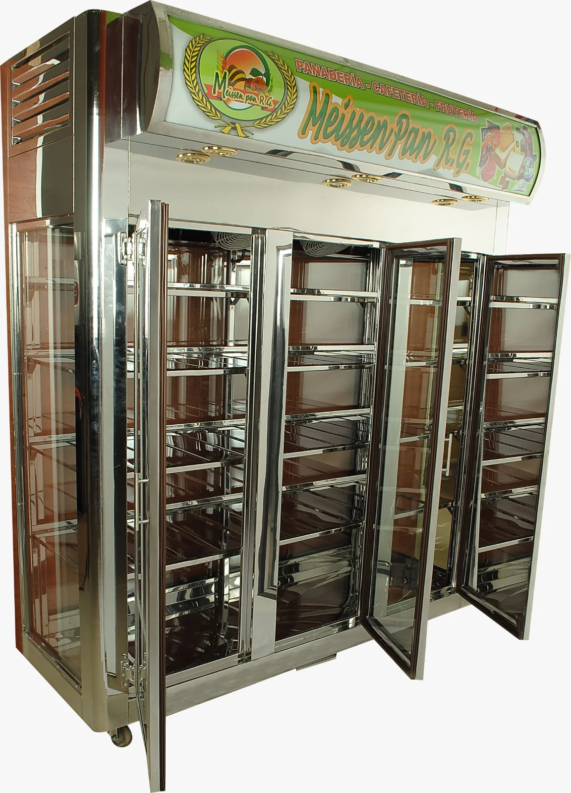 Vitrina vertical refrigerada de 2 metros para panadería